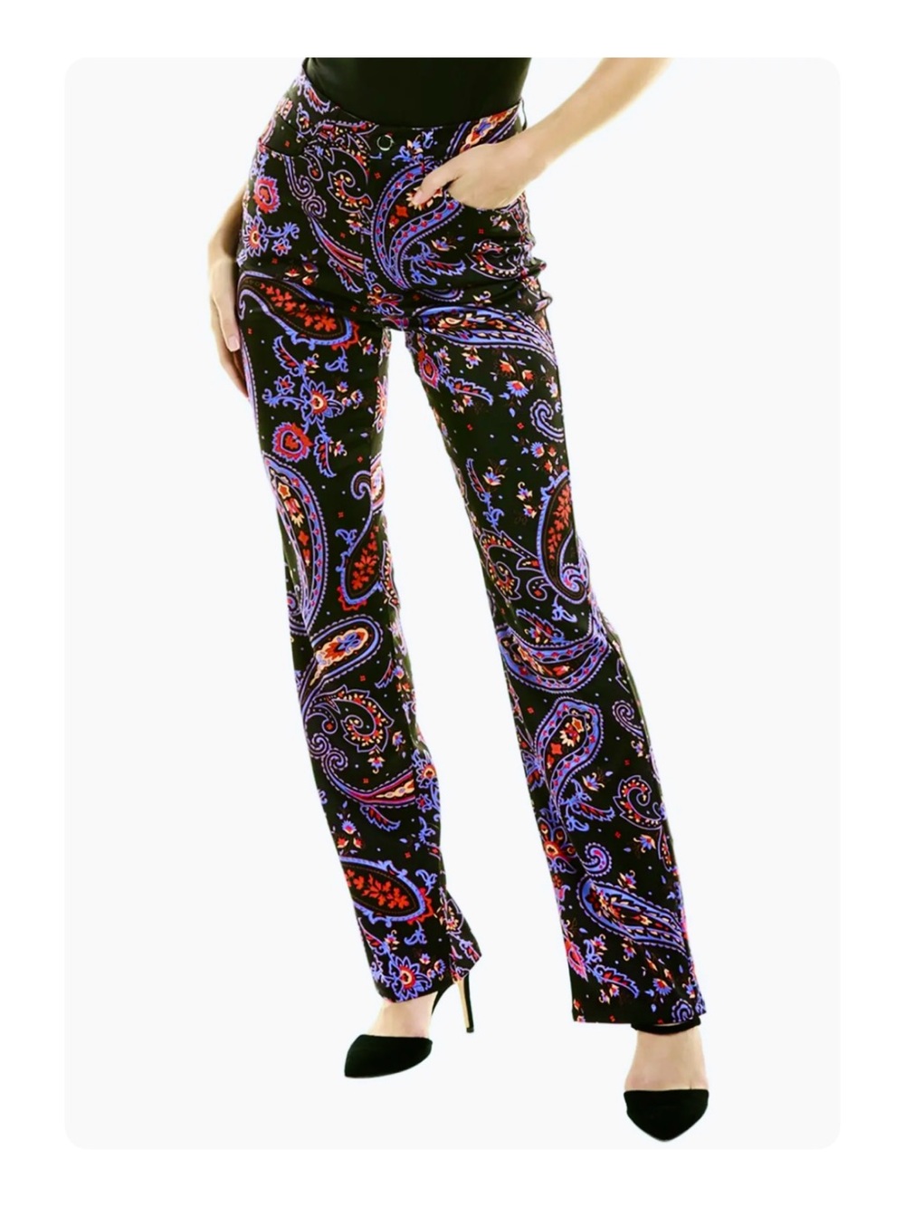 ★ Danielle Bernstein by We Wore What Paisley Purple Ankle Flare Silky Pants ★